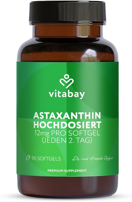 Vitabay Astaxanthin 12 mg hochdosiert - 90 vegane Softgel-Kapseln