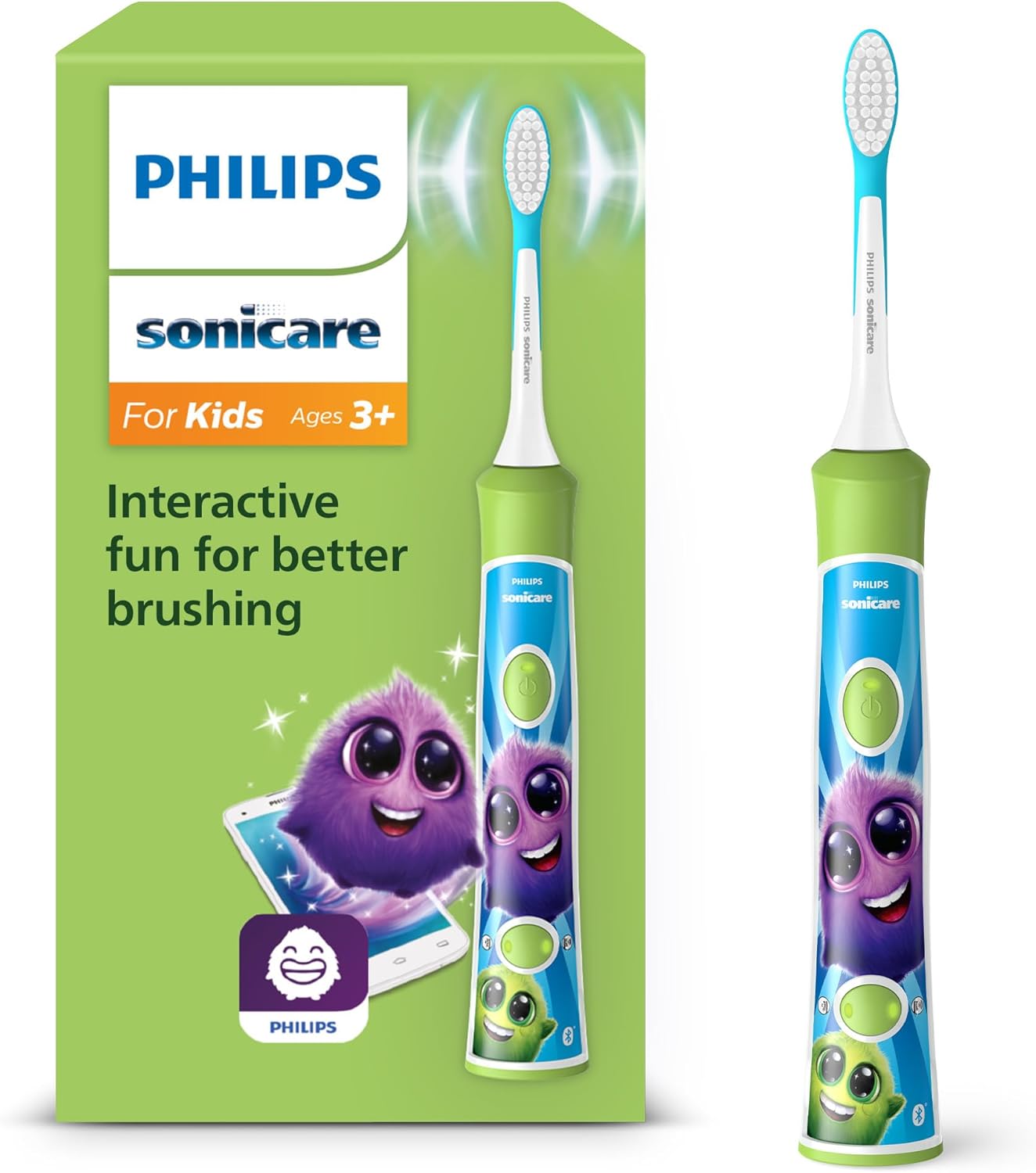Philips Sonicare For Kids elektrische Schallzahnbürste mit App, gründliche Reinigung – HX6352